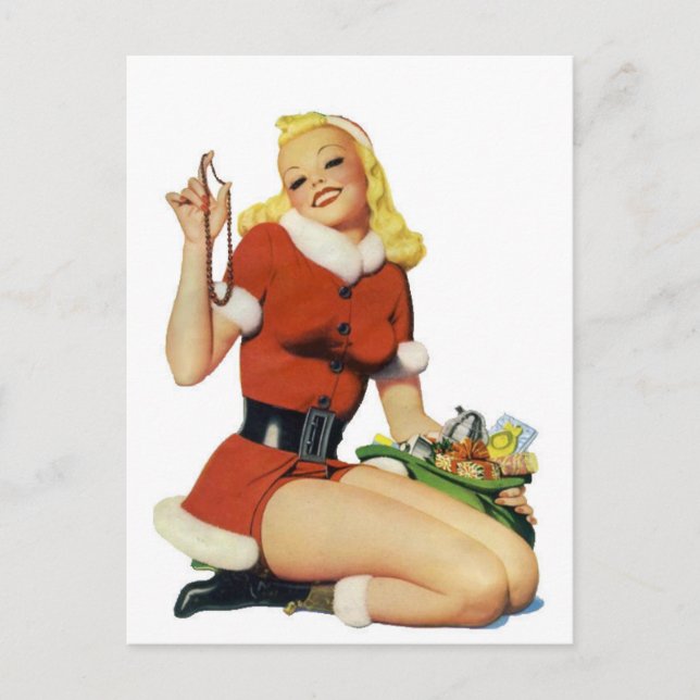 Christmas Pinup Holiday Postcard (Front)