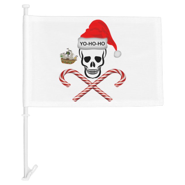 Christmas, Pirate skull Car Flag (Front)
