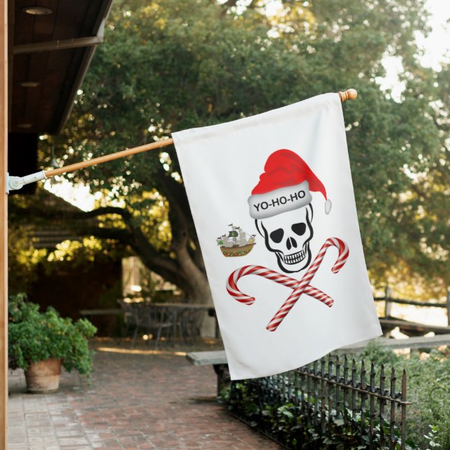 Christmas, Pirate Skull House Flag (In SItu)