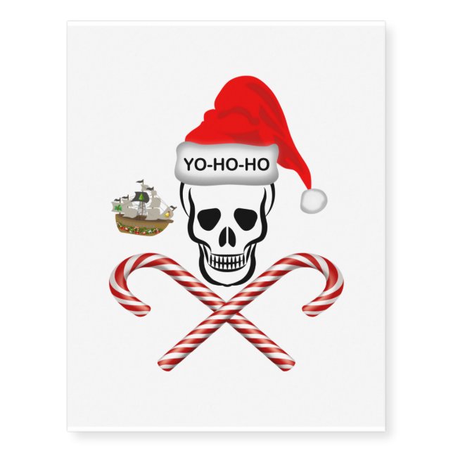 Christmas, Pirate Skull Temporary Tattoos (Front)