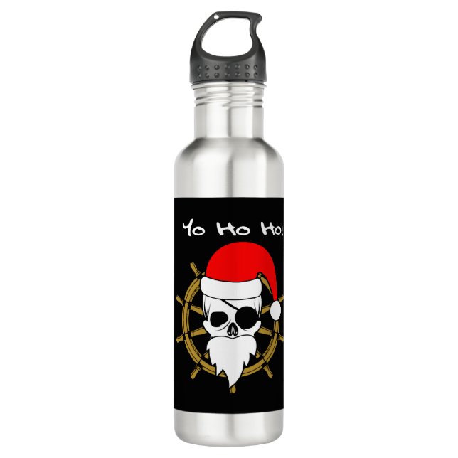 Christmas Pirates T Shirt Stainless Steel Water Bottle (Front)