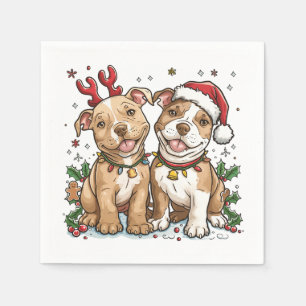 Christmas Pit Bull Dogs Napkins