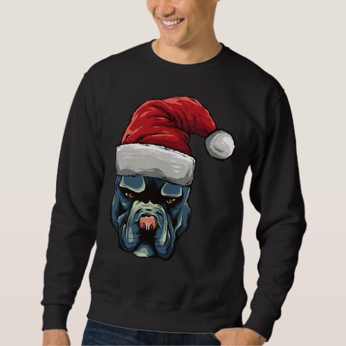 Christmas Pit Bull Puppy Dog In A Santa Hat Sweatshirt