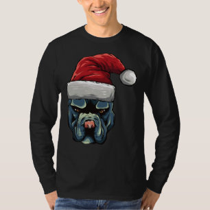 Christmas Pit Bull Puppy Dog In A Santa Hat T-Shirt