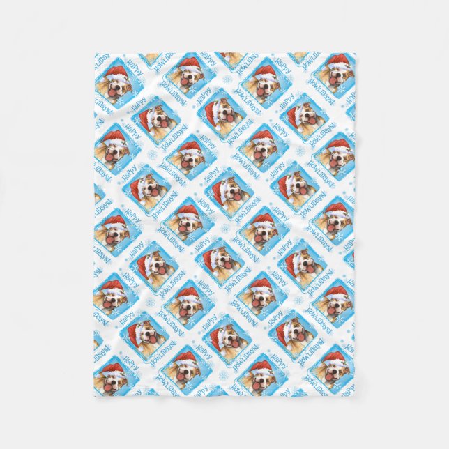 Christmas Pit Bull Terrier Fleece Blanket (Front)