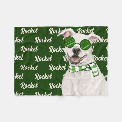 Christmas Pit Bull with Dogs Name Fleece Blanket