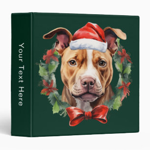 Christmas Pitbull 3 Ring Binder