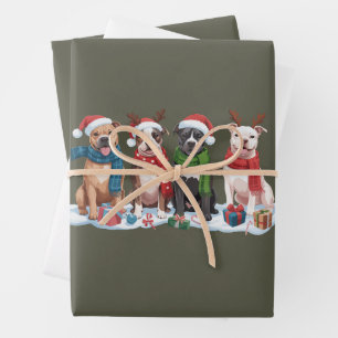 Christmas Pitbull Dog Owner Gift Holiday Xmas Wrapping Paper Sheets