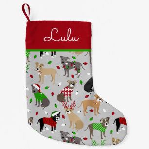 Christmas Pitbull Dog Small Christmas Stocking