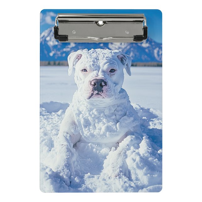 Christmas Pitbull Dog Snowman Mini Clipboard (Front)