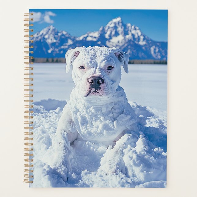 Christmas Pitbull Dog Snowman Planner (Front)
