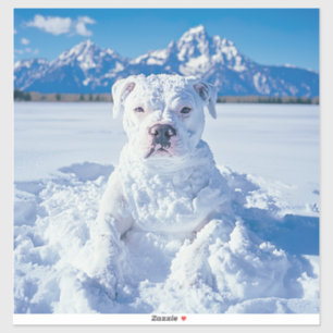 Christmas Pitbull Dog Snowman Sticker