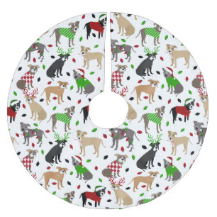 Christmas Pitbull Dogs Brushed Polyester Tree Skirt
