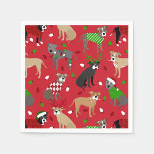 Christmas Pitbull Dogs Napkins