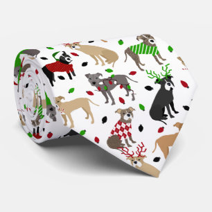 Christmas Pitbull Dogs Neck Tie