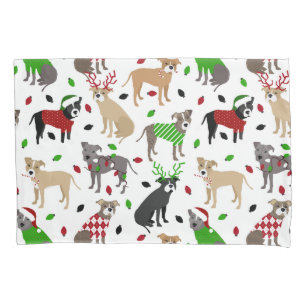 Christmas Pitbull Dogs Pillow Case