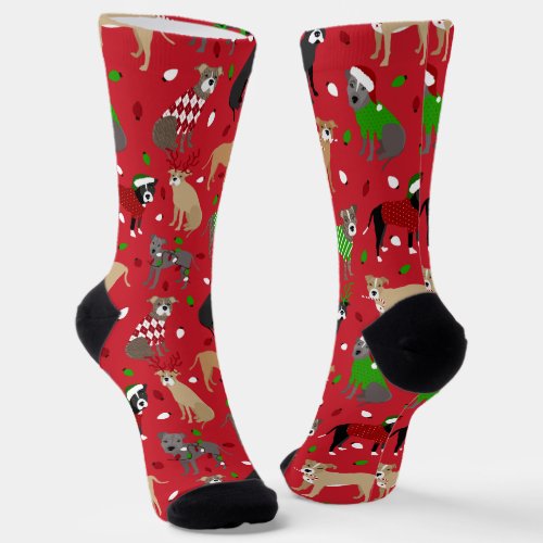 Christmas Pitbull Dogs Socks