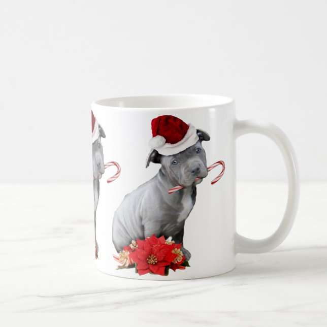 Christmas pitbull puppy coffee mug (Right)