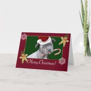 Christmas Pitbull puppy Holiday Card