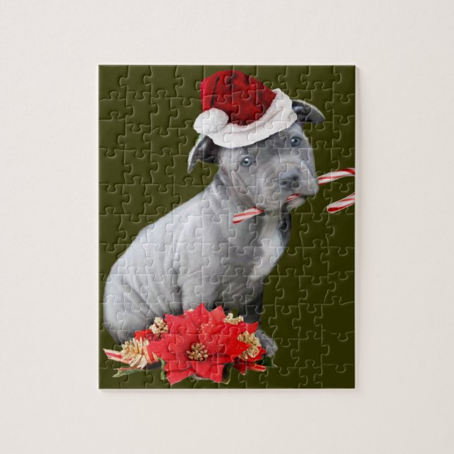 Christmas Pitbull puppy Jigsaw Puzzle (Vertical)