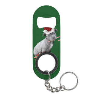 Christmas Pitbull puppy Keychain Bottle Opener