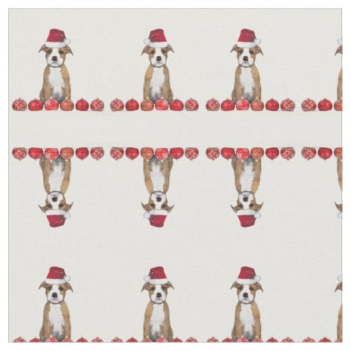 Christmas pitbull puppy pattern Fabric