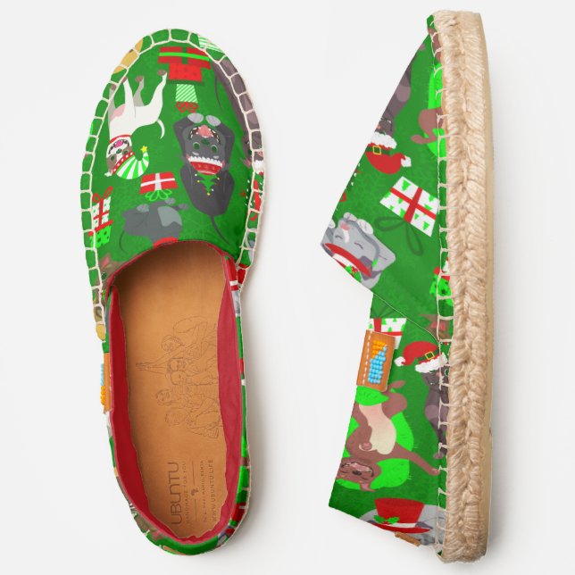 christmas pitbull puppy santa dog  espadrilles (Side)