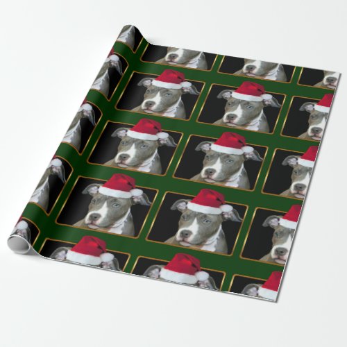 Christmas Pitbull puppy Wrapping Paper