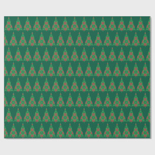 Christmas pixelated tree wrapping paper