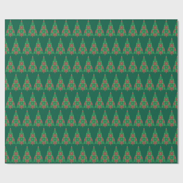 Christmas pixelated tree wrapping paper (Flat)