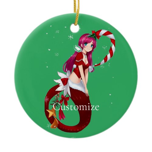 Christmas Pixie Mermaid Thunder_Cove Ceramic Ornament