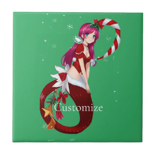 Christmas Pixie Mermaid Thunder_Cove Ceramic Tile