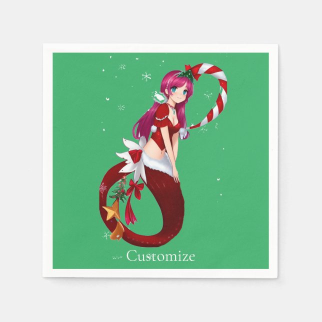 Christmas Pixie Mermaid Thunder_Cove Napkins (Front)