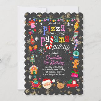 Christmas Pizza and Pajama Party Invitation