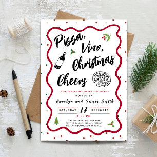 Christmas Pizza and Wine Party Invitation