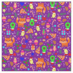 christmas pizza chick bird avocado purple  fabric