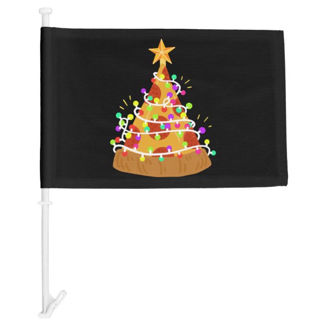 Christmas Pizza Christmas Lights Car Flag (Front)
