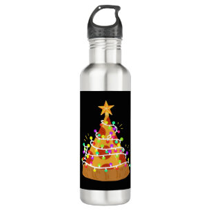 Christmas Pizza Christmas Lights Stainless Steel Water Bottle