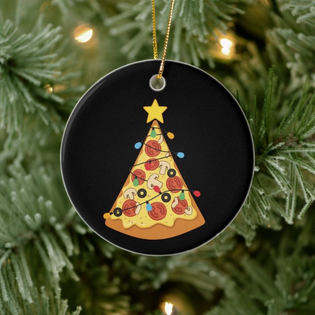 Christmas Pizza Lover Holiday Dinner Xmas Night  Ceramic Ornament (Tree)