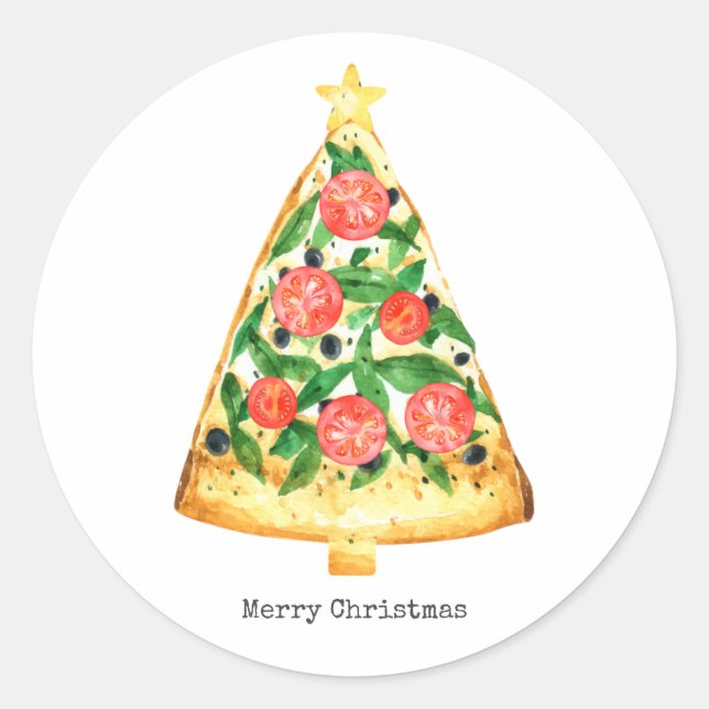 Christmas Pizza Slice Classic Round Sticker (Front)