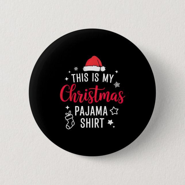 Christmas Pj Pajama Pjs  Button (Front)