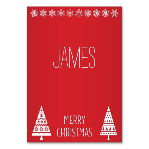 Christmas Place Cards Red With White Decor