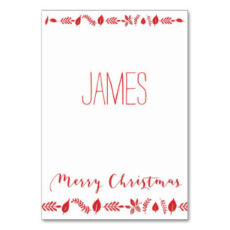 Christmas Place Cards With Red Decor