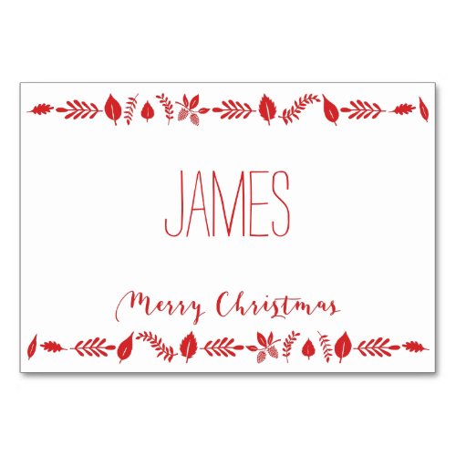 Christmas Place Cards With Red Leaves