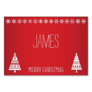 Christmas Place Cards With White Snowflakes