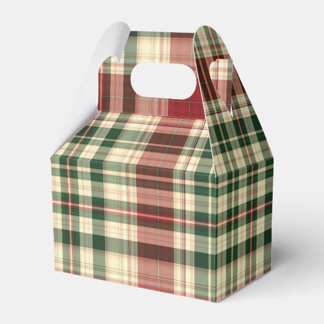 Christmas Plaid 14-PARTY FAVOR BOX, gable Boxes (Front Side)