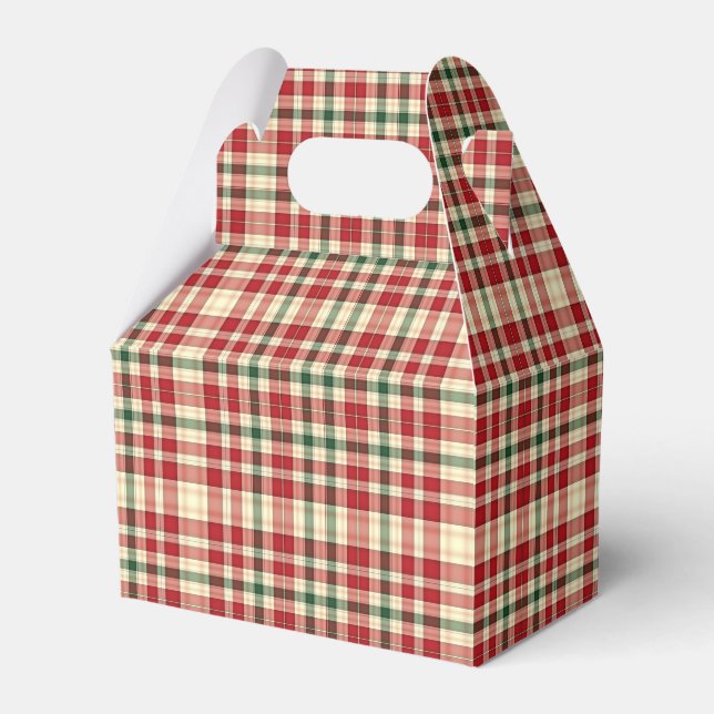 Christmas Plaid 18-PARTY FAVOR BOX, gable Boxes (Front Side)