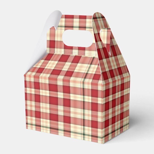 Christmas Plaid 20-PARTY FAVOR BOX, gable Boxes (Front Side)