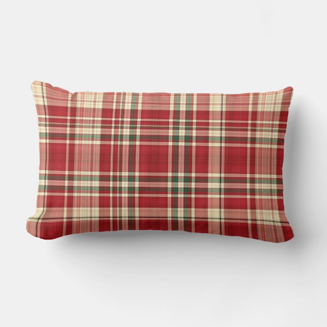 Christmas Plaid-23-Lumbar Throw Pillow (Front)