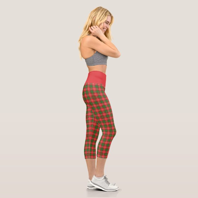 Christmas Plaid 3 Capri Leggings (Right)